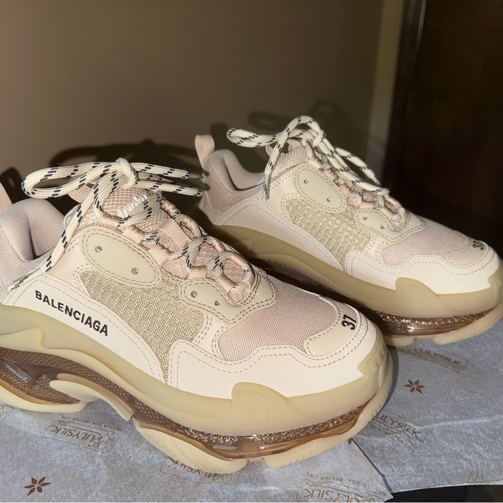 Balenciaga Triple S Sneakers in Cream and Beige